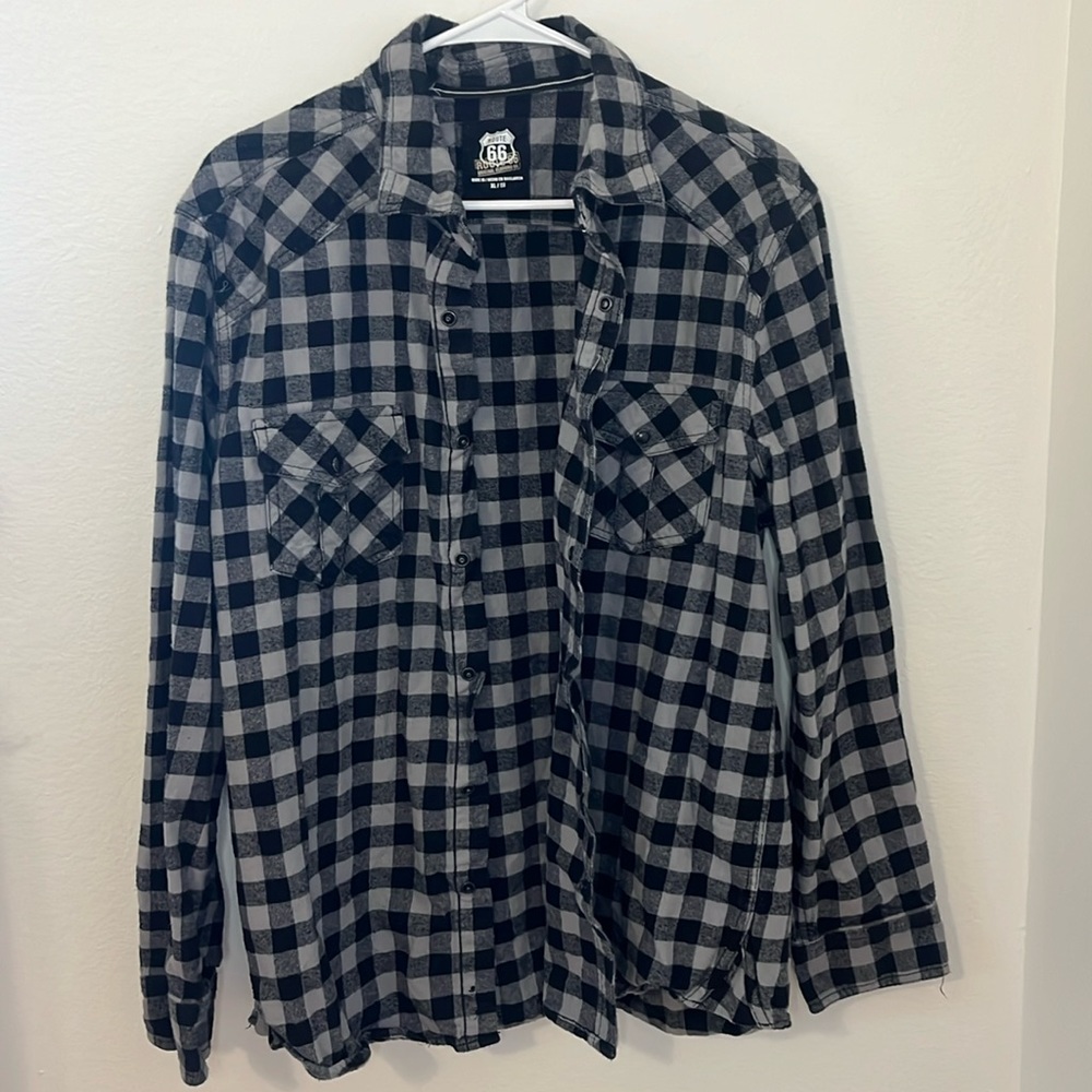 ROUTE 66 Men’s Black And Grey Flannel